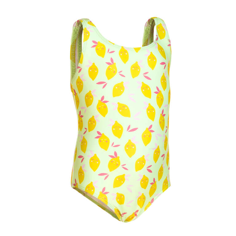 Baby Girls' One-Piece Swimsuit - Yellow Lemon Print - Decathlon