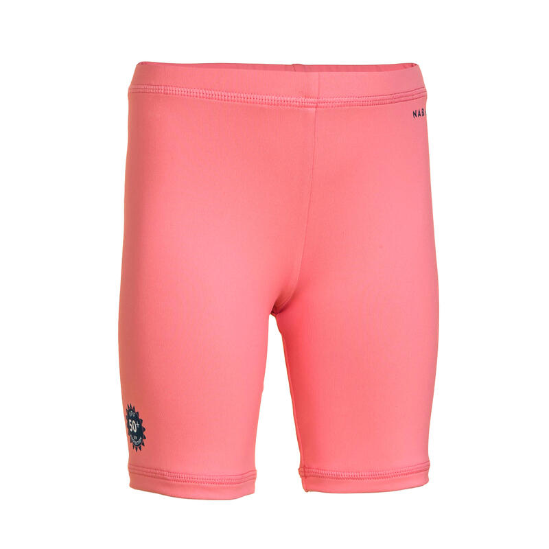 Pantaloncini baby anti-UV rosa da bambina