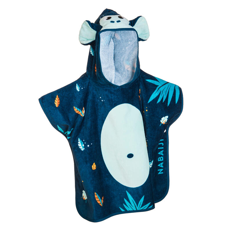 Poncho de natação Algodão Bebé - Macaco Azul Escuro