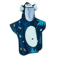 بونشو سباحة بغطاء رأس للأطفال - أزرق غامق ونقشة قرد