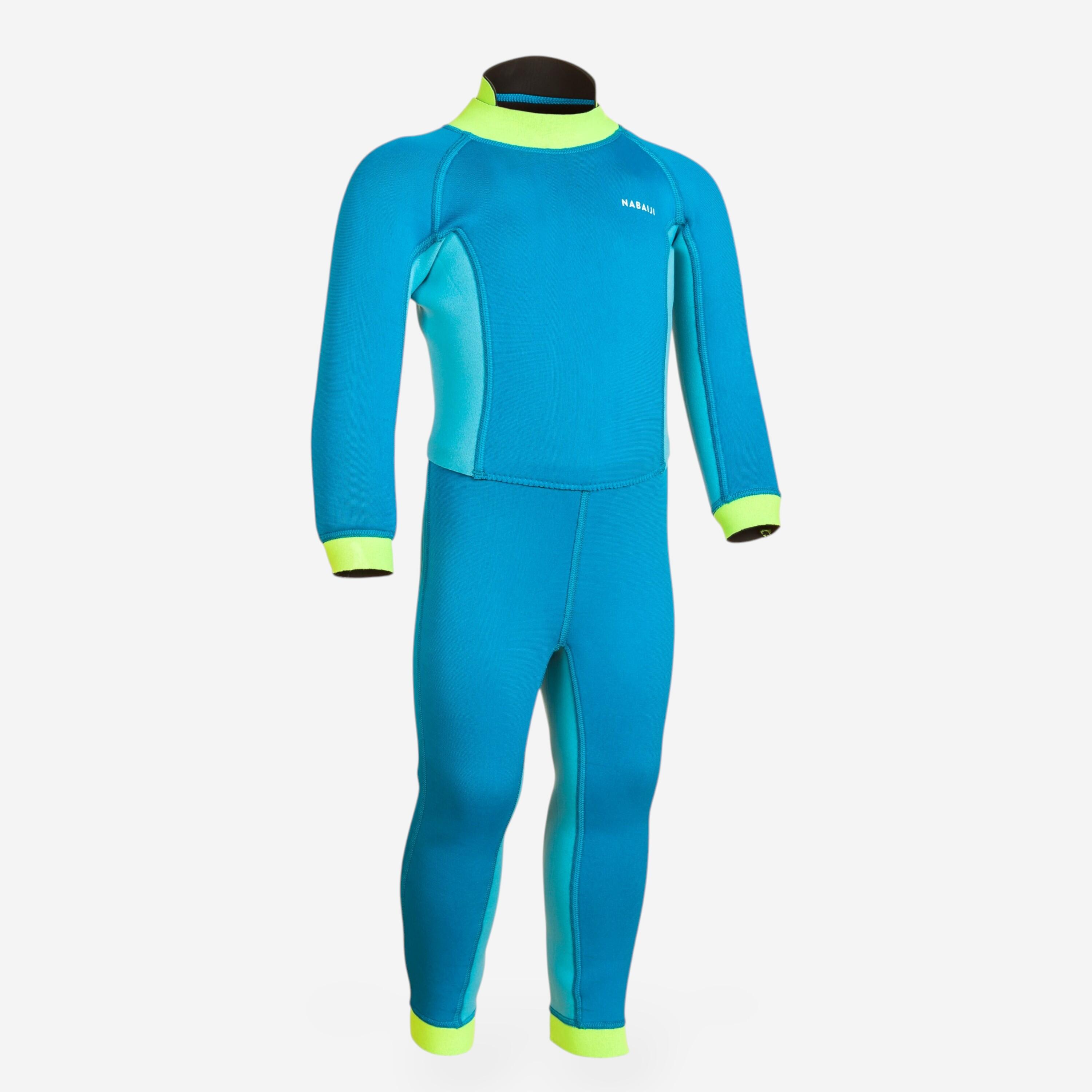Combinezon de baie înot din neopren TI WARM Albastru-Verde Copii