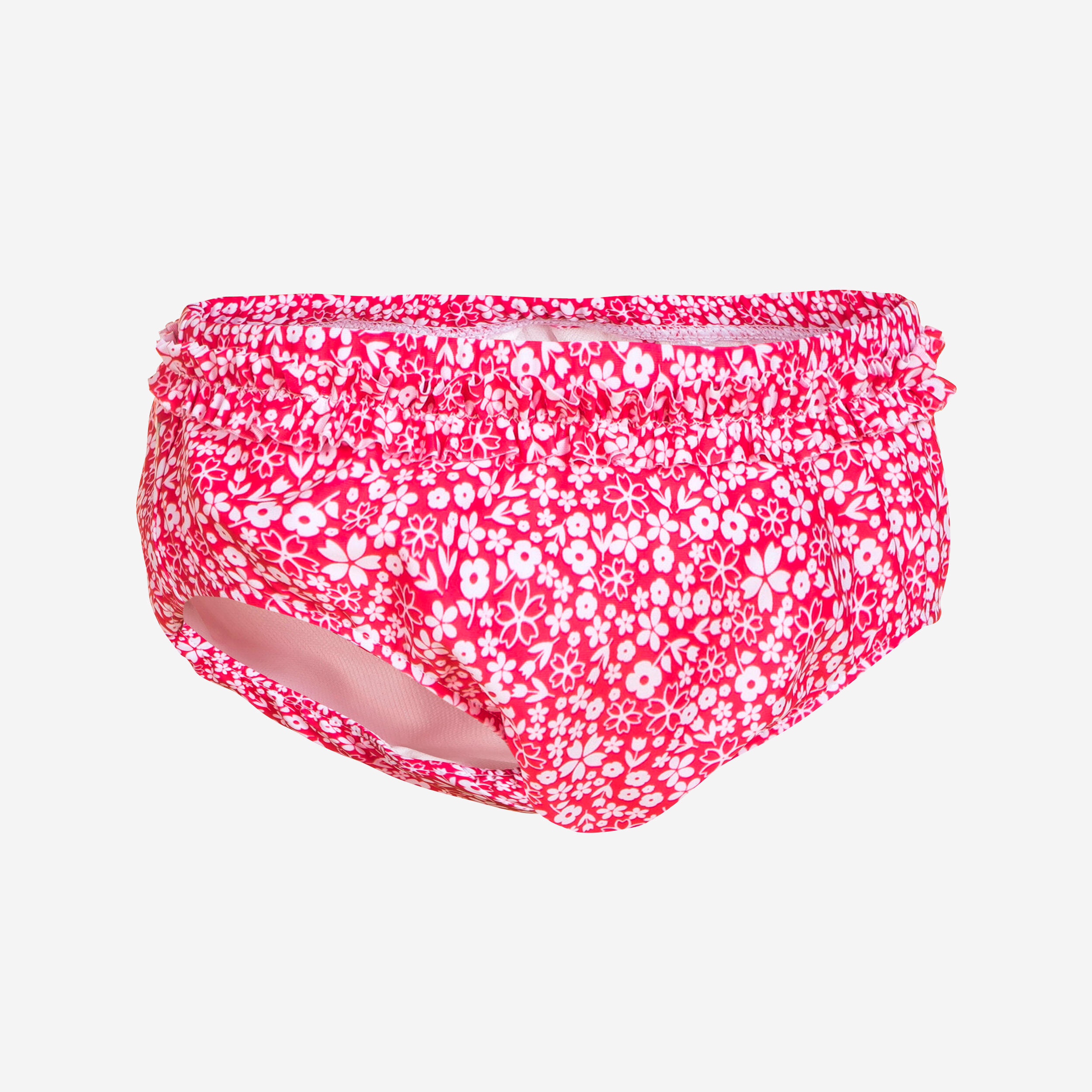 Bas de maillot couche lavable bebe rose imprime fleurs Decathlon