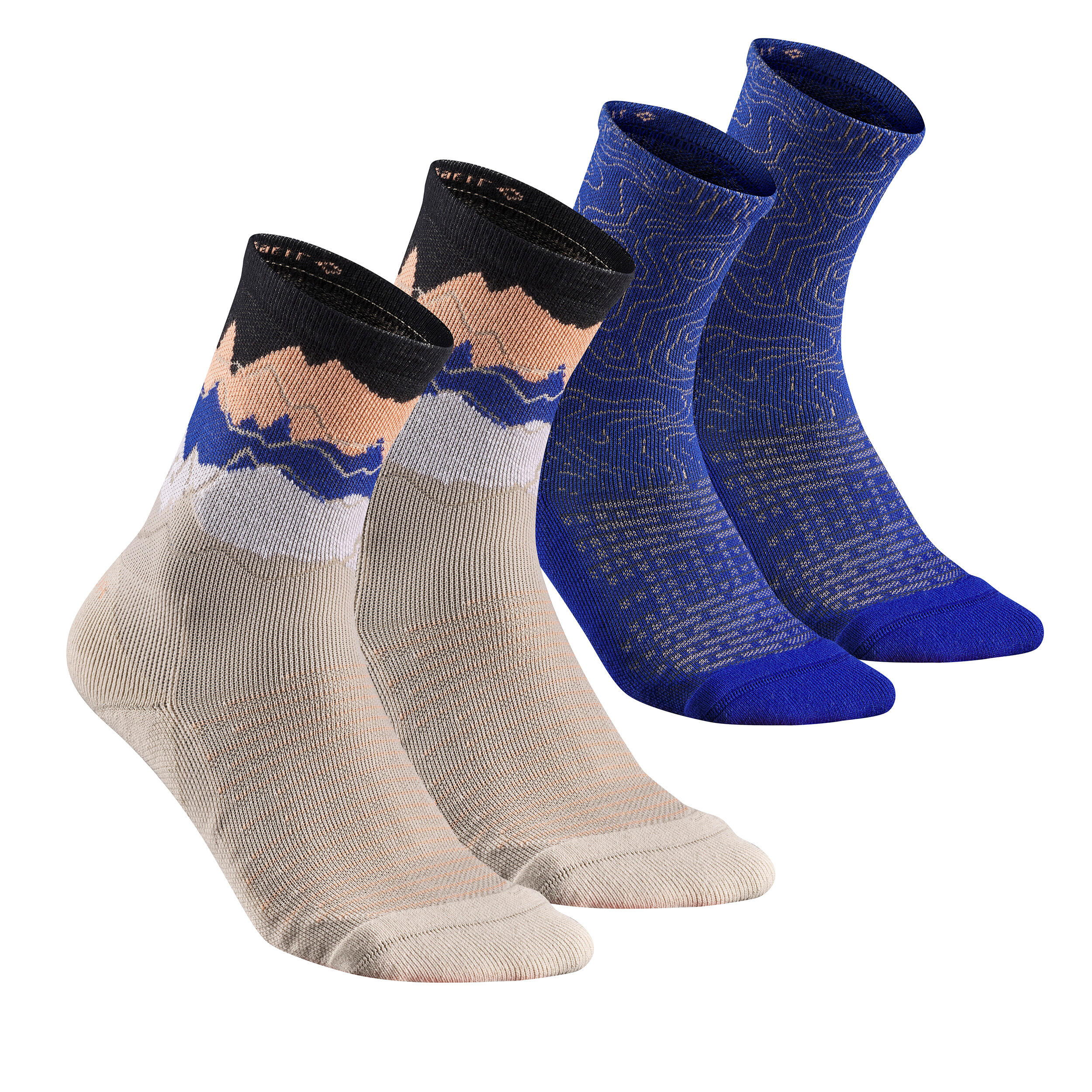 QUECHUA Sock Hike 100 High  - Limited Edition Pack of 2 Pairs - Blue