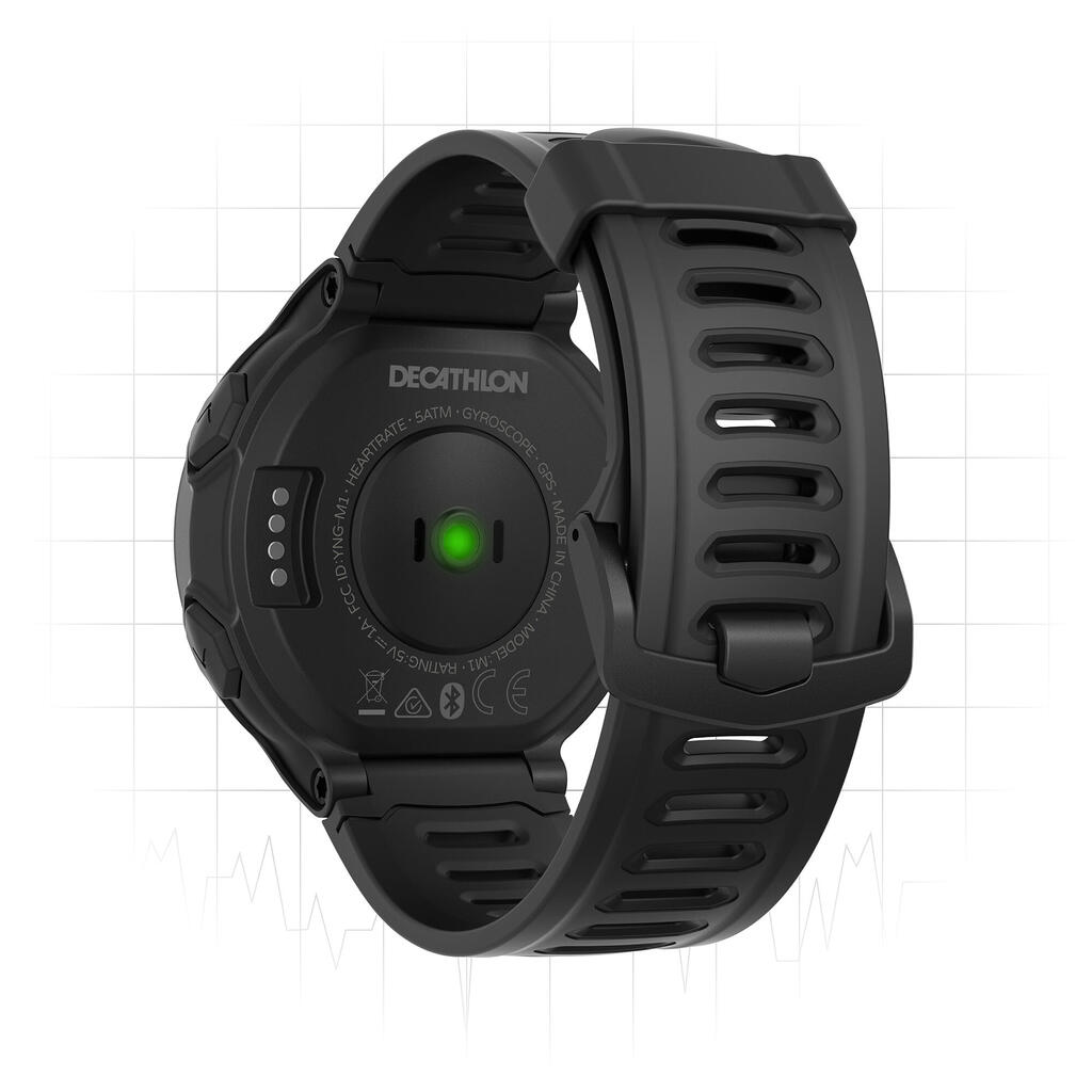 Įvairių sporto šakų išmanusis laikrodis su GPS „Kiprun 500“, juodas