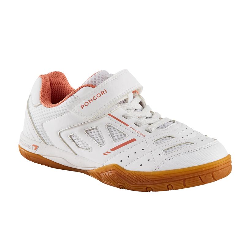 青少年款桌球鞋 TTS 500－白色與珊瑚配色