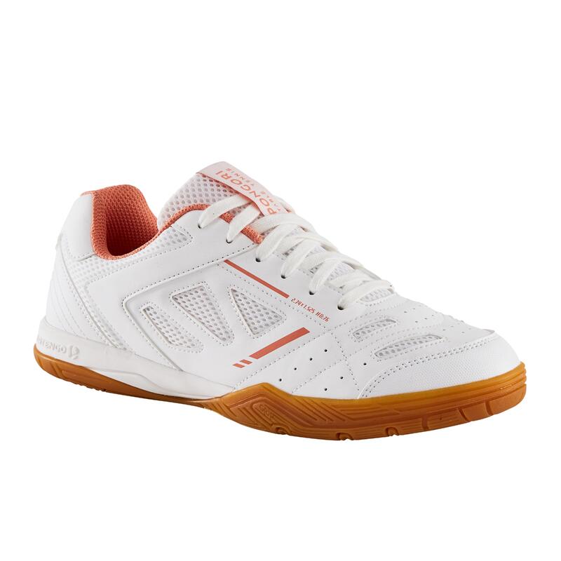 桌球鞋 TTS 500 New－白色／珊瑚色
