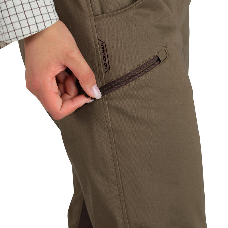 Pantalon De Caza Mujer Solognac 500 Marrón Resistente Transpirable