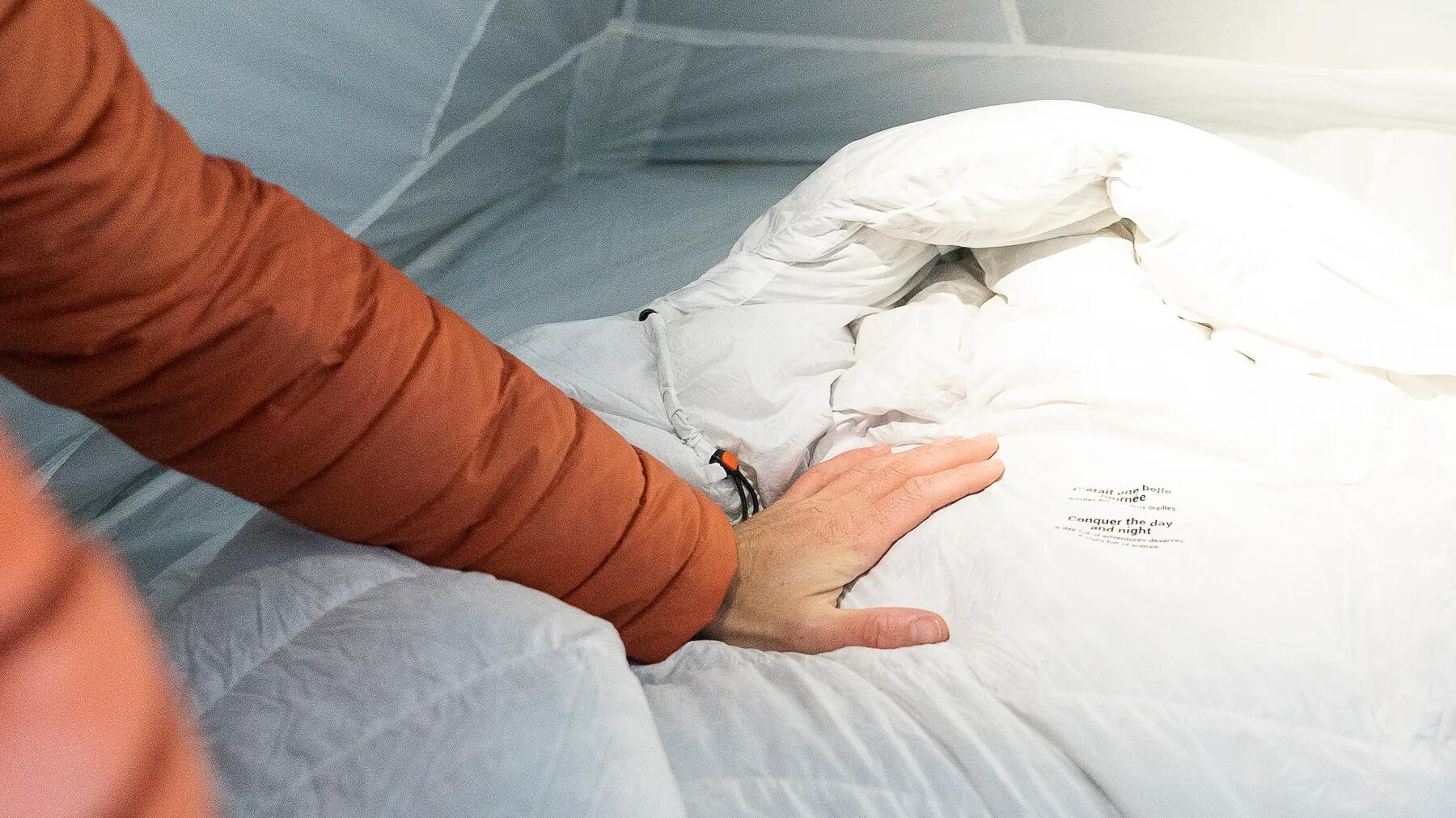 Picture of a man testing a jacket