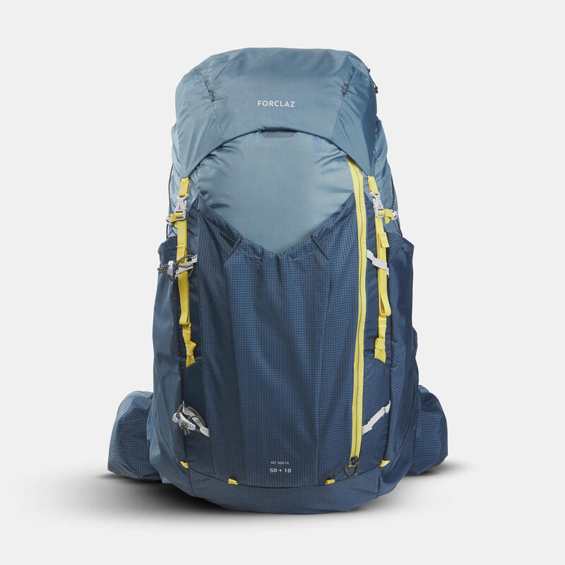 Mochila de trekking ultraligera 50L+10L Forclaz MT900 azul