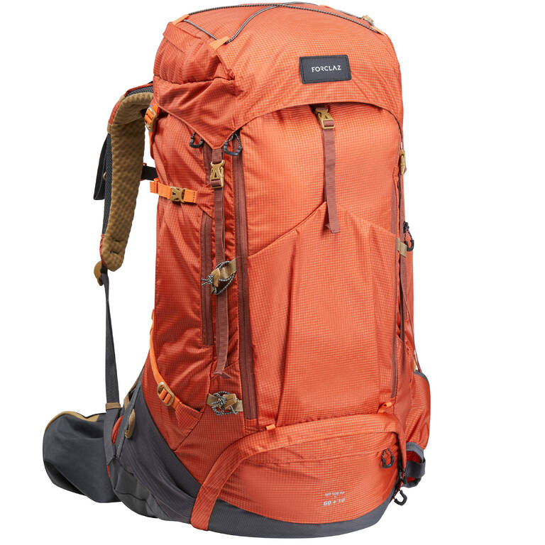 Trekking bag 60+10l air - trek 500 orange