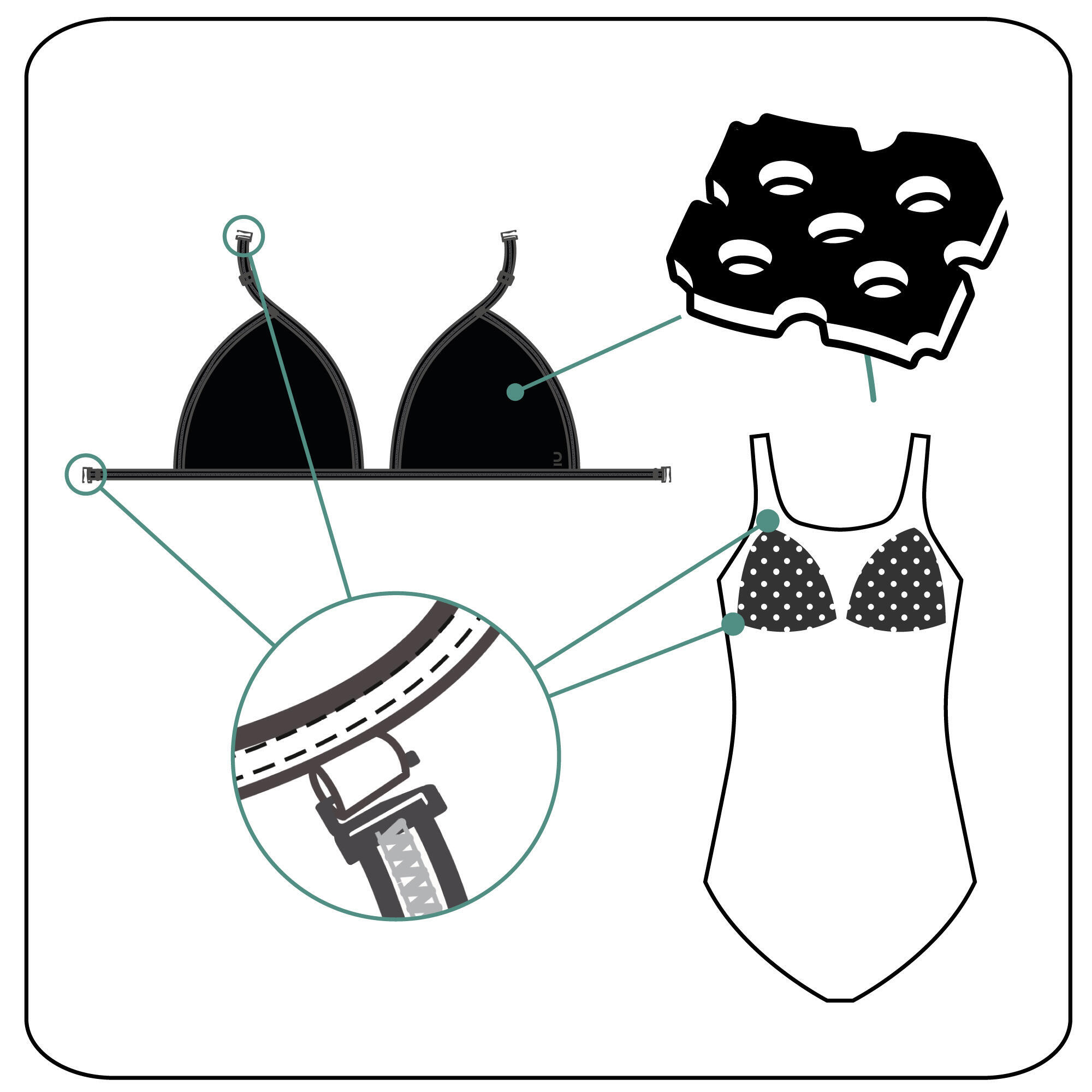 Women's Bikini top swimwear beige NABAIJI Decathlon