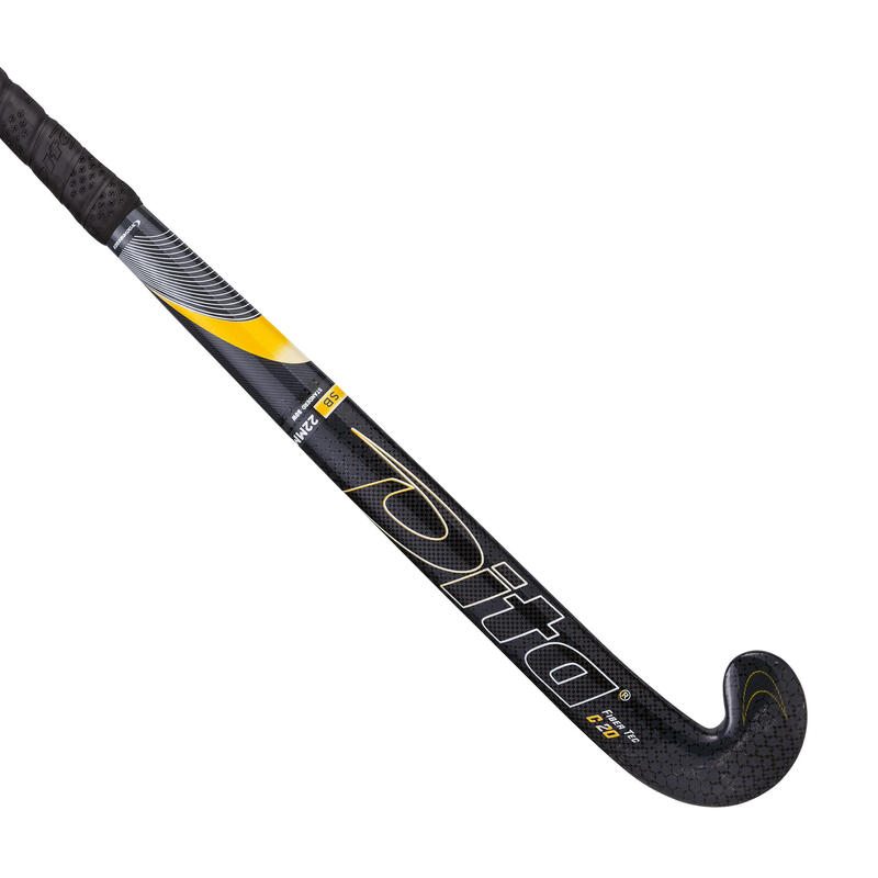Zaalhockeystick voor jongeren 20% carbon standard bow C20 grijs/goud