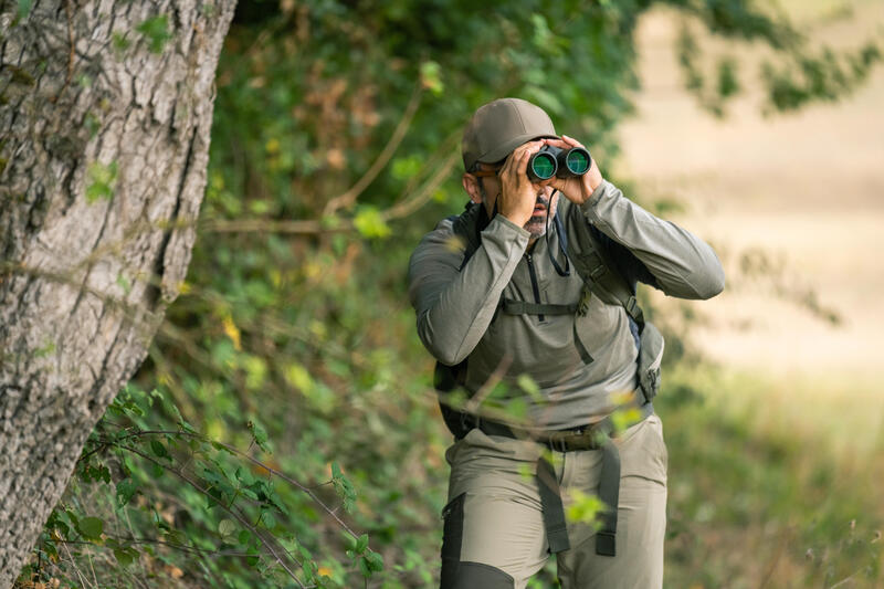 Jagdshirt langarm 900 Merinowolle atmungsaktiv mit Reissverschluss grün