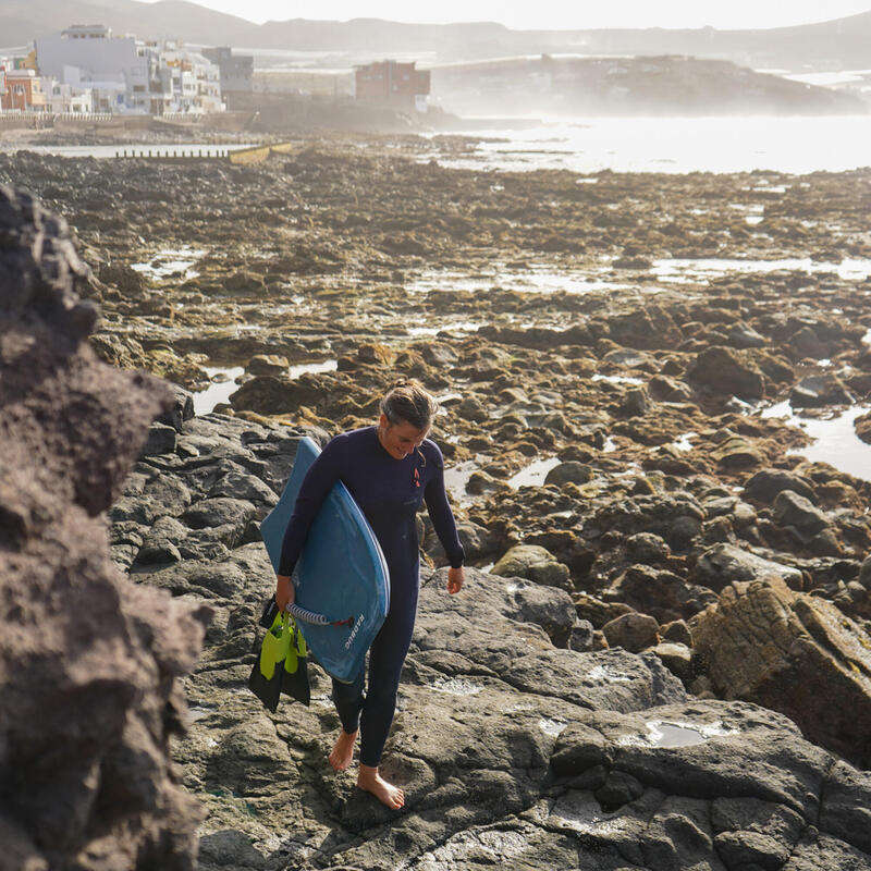 Bodyboard 500 bleu / orange avec leash