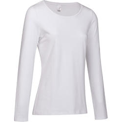 T-Shirt 100 manches longues Gym Stretching femme blanc
