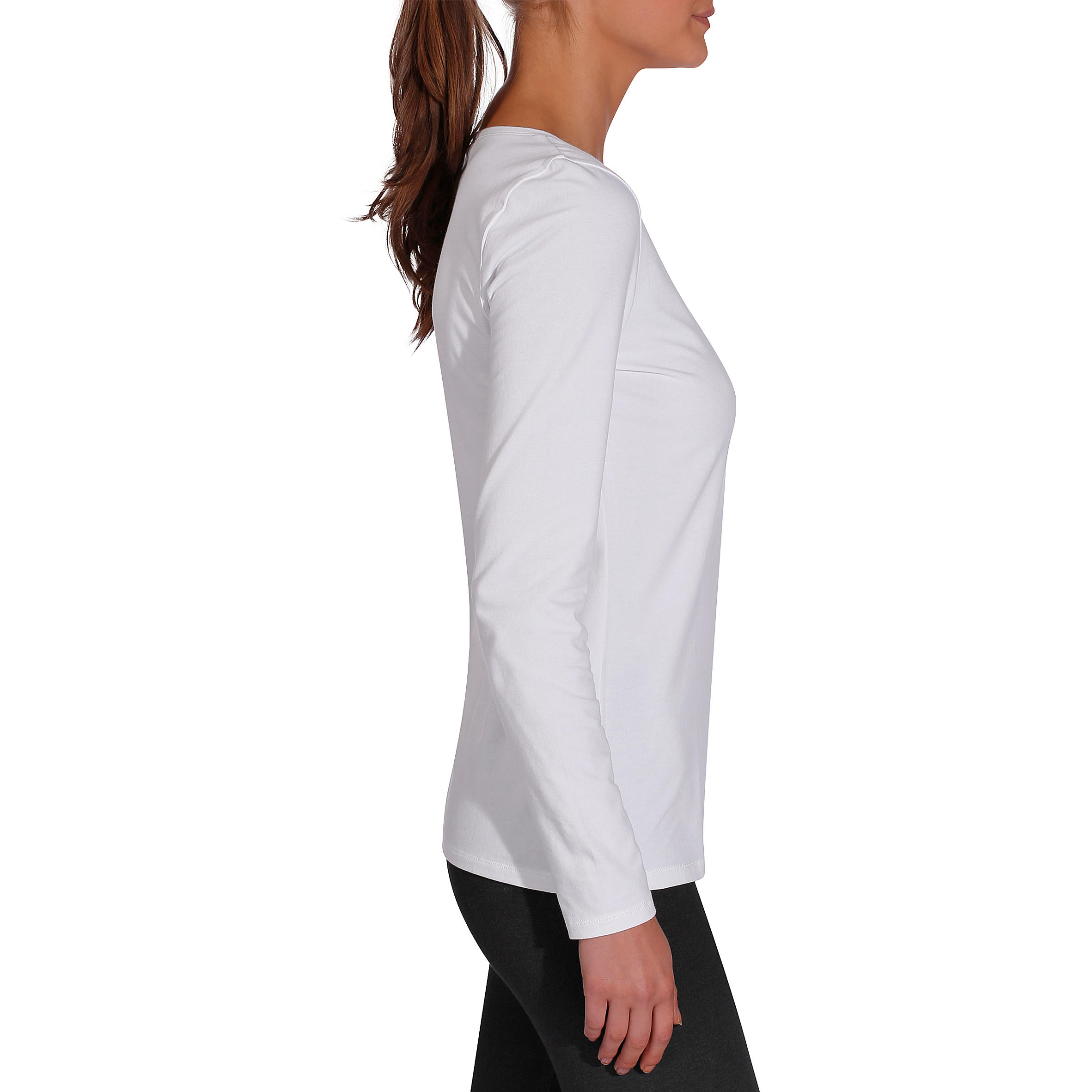100 Women's Long-Sleeved Stretching T-Shirt - White 3/9