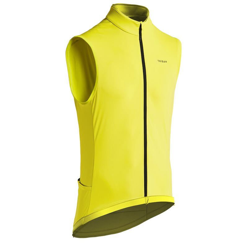 MAILLOT SANS MANCHES VELO ROUTE HOMME RC500 jaune anis