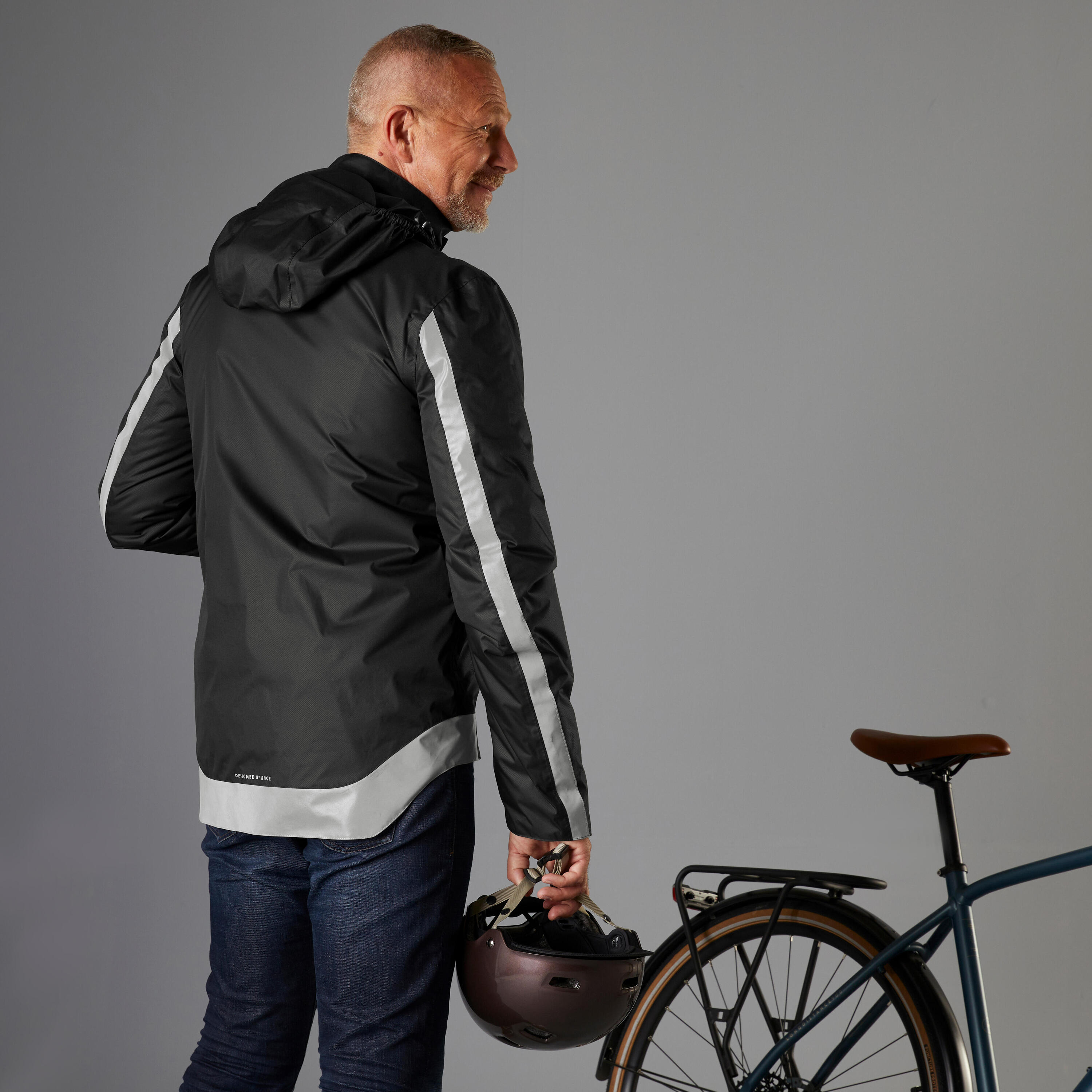 Men's City Cycling Warm Rainproof Jacket 540 - Black 2/16