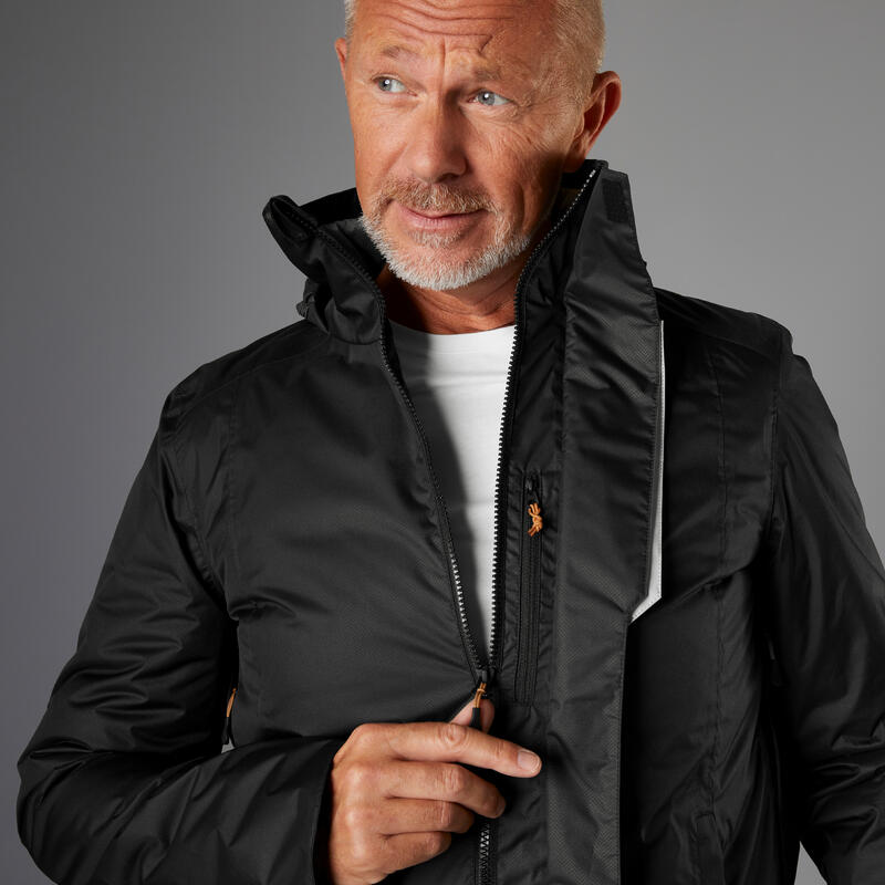 VESTE PLUIE CHAUDE VÉLO 540 HOMME NOIRE