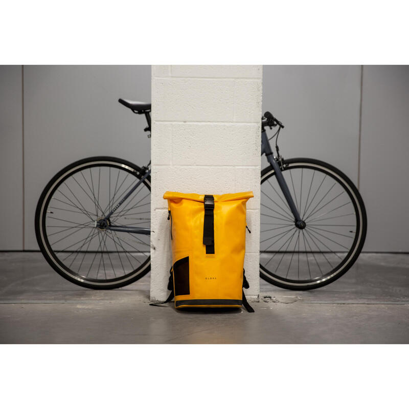 Mochila bicicleta 25L impermeable Elops Speed 520 amarillo oro