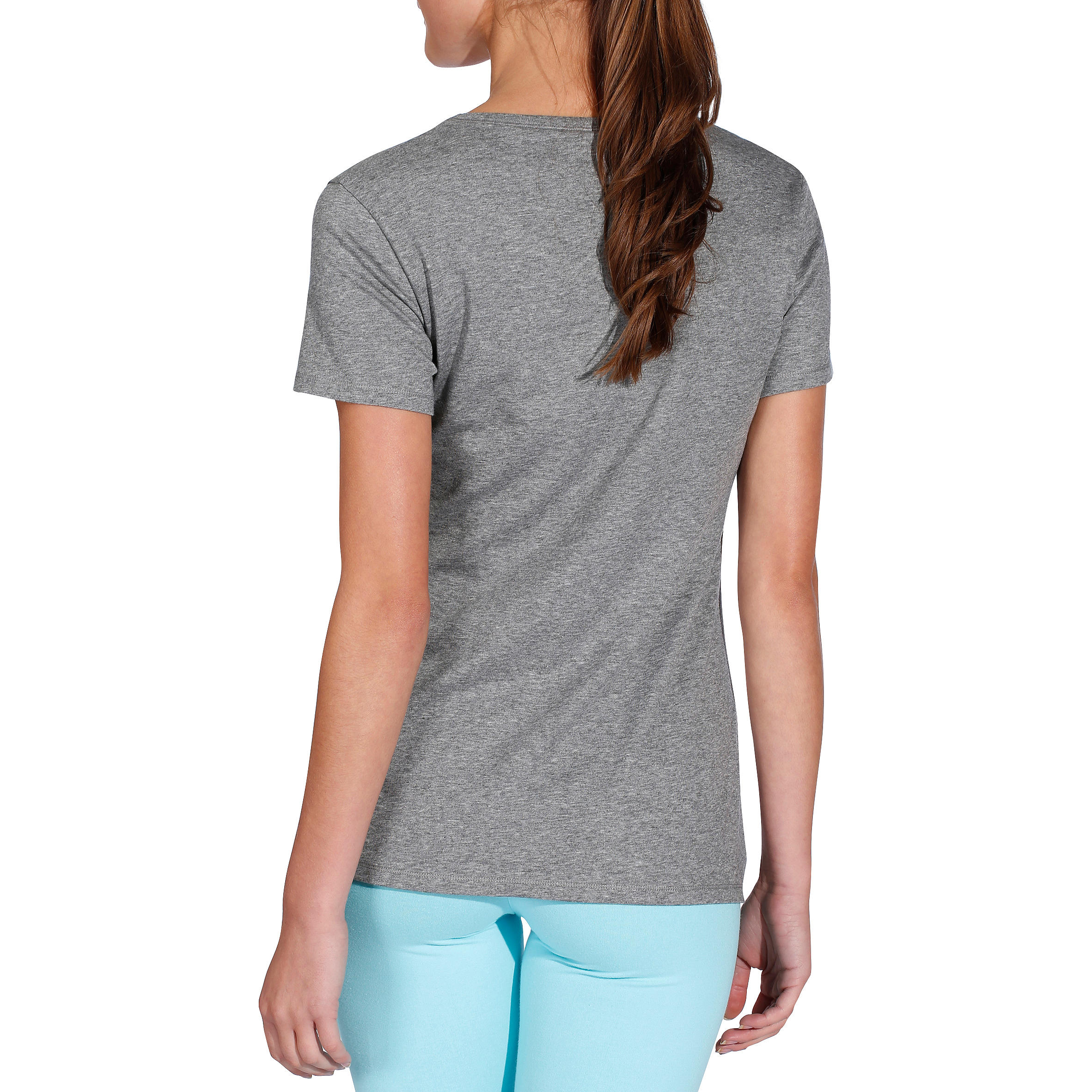 500 Women's Regular-Fit Gentle Gym & Pilates T-Shirt - Heathered Grey 4/9
