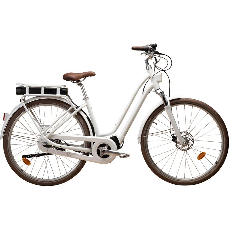 Bicicletă de oraș electrică Elops 920E Connect cadru jos Alb 