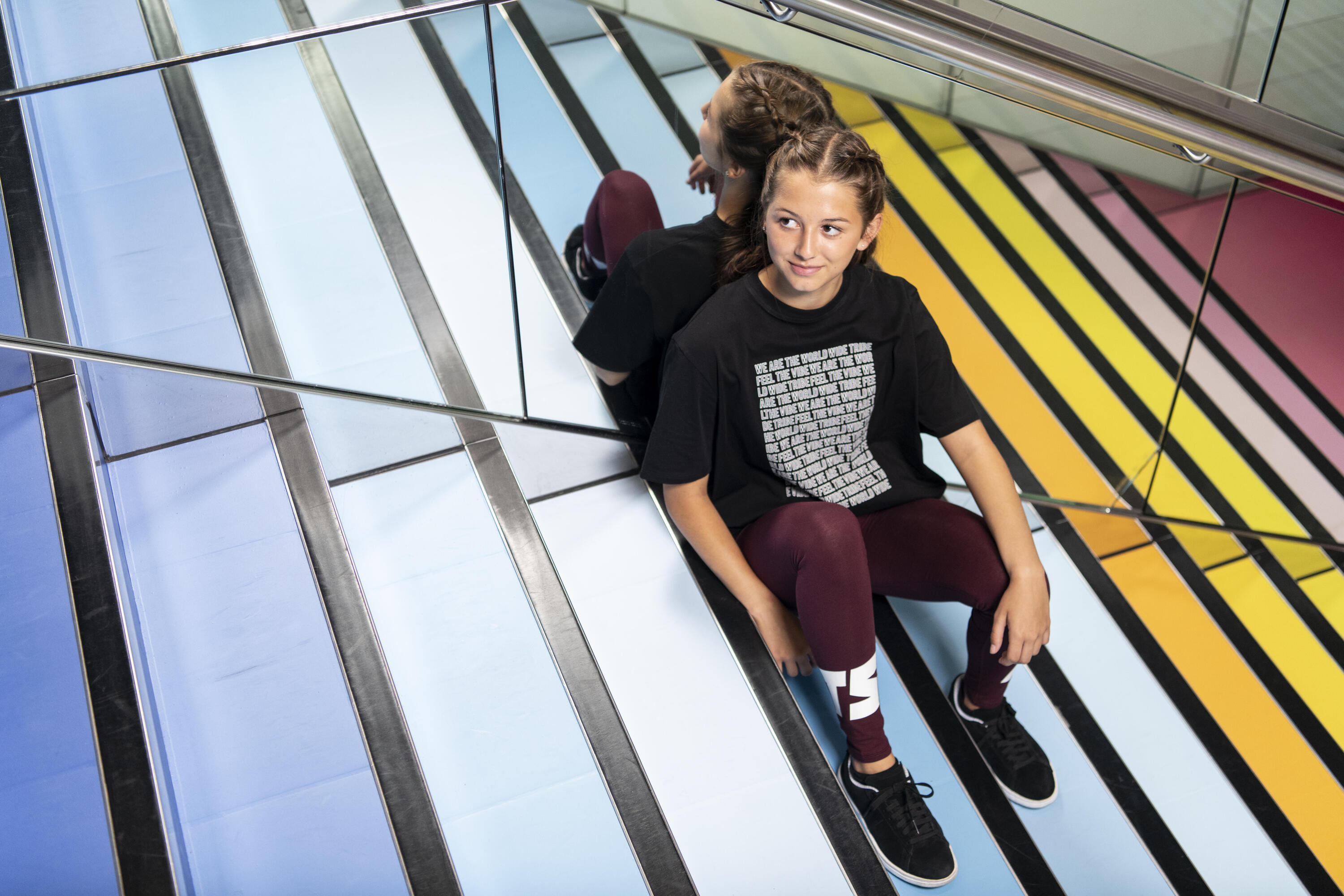 Girls' Oversized T-Shirt - Black Print 8/9