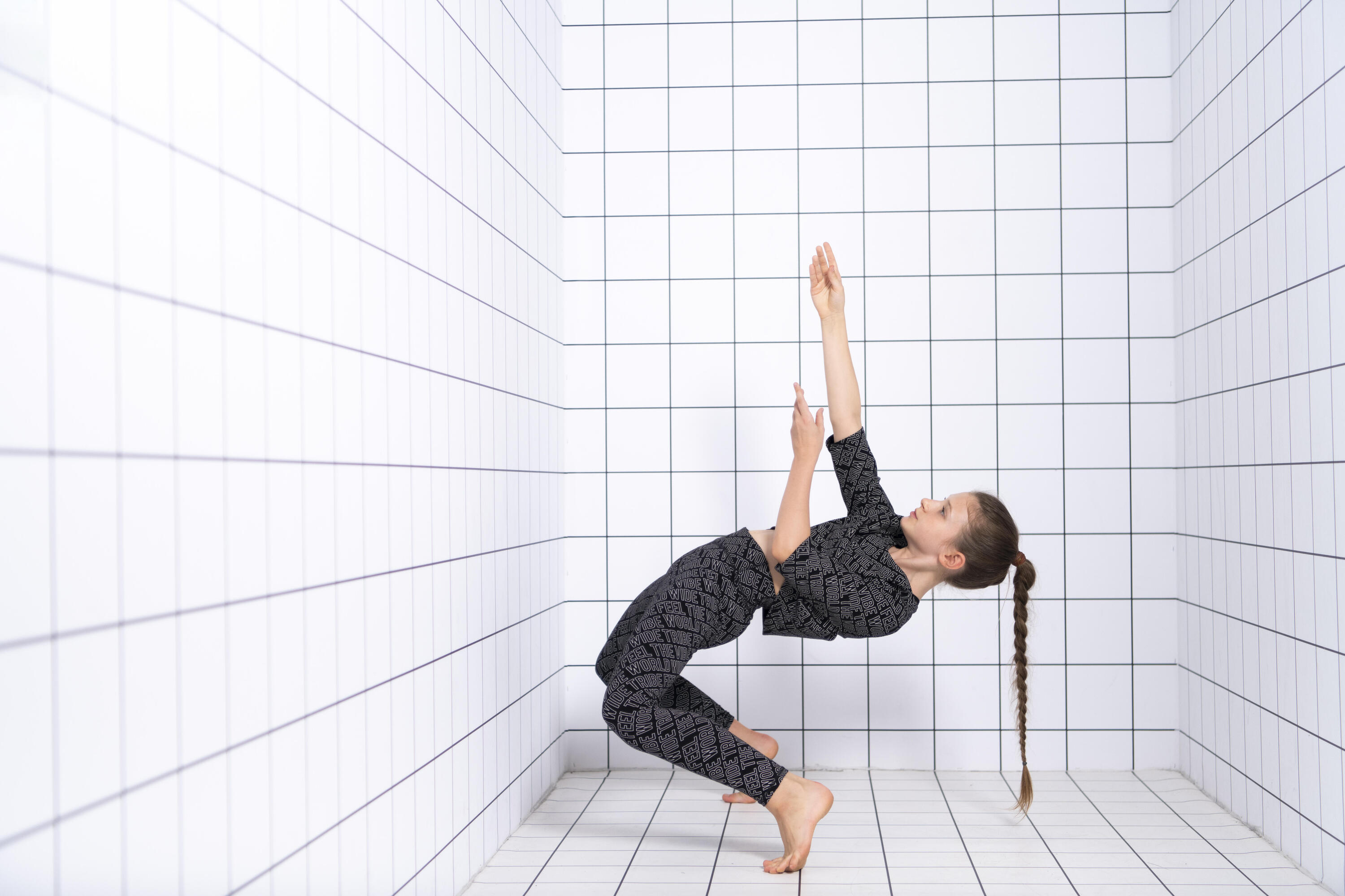 Leggings de Dança Moderna Cintura Subida Menina Preto 9/9