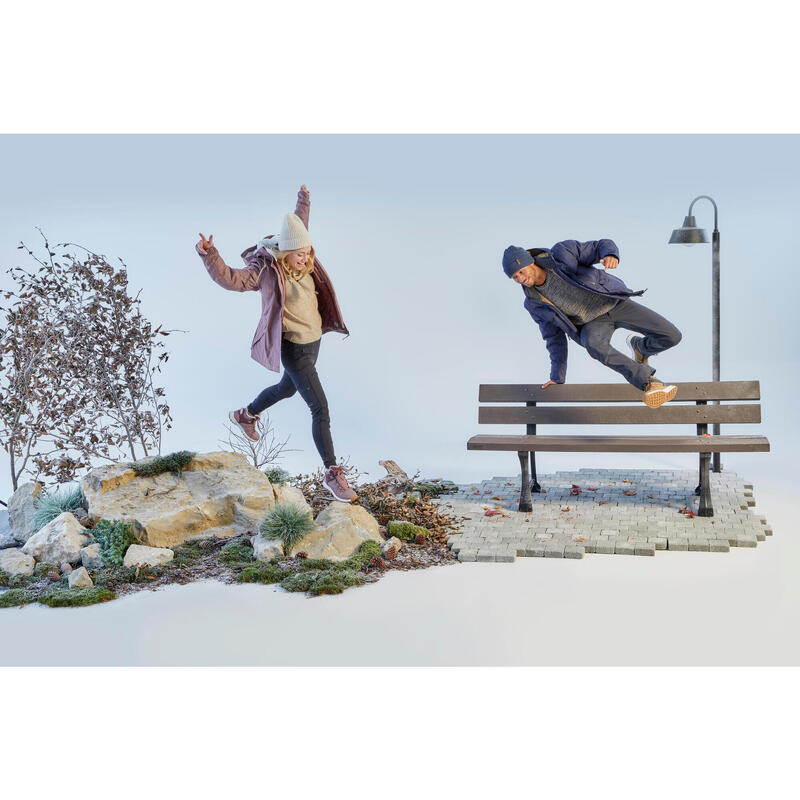 Botas de caminhada na neve quentes e impermeáveis mulher, NH500 Mid preto