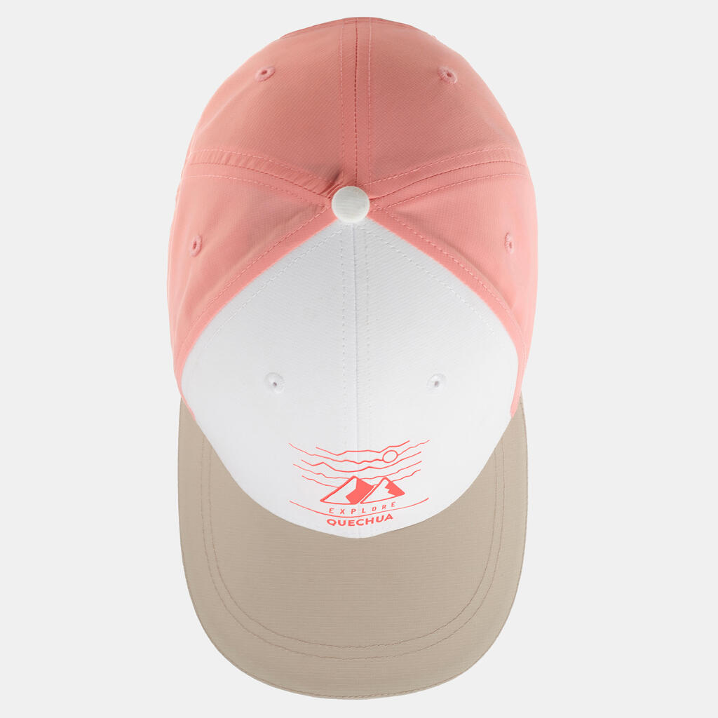 Gorra de senderismo rosa con beige para niños de 7 a 15 años MH100