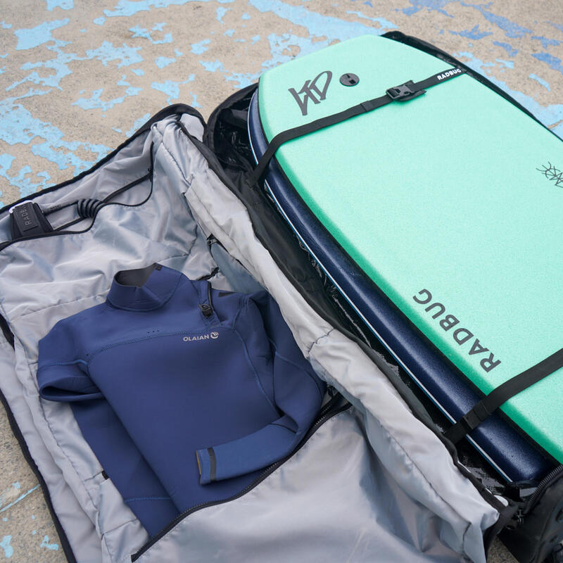 Husă tip troller cu roți bodyboard surf trip bag 900 Negru