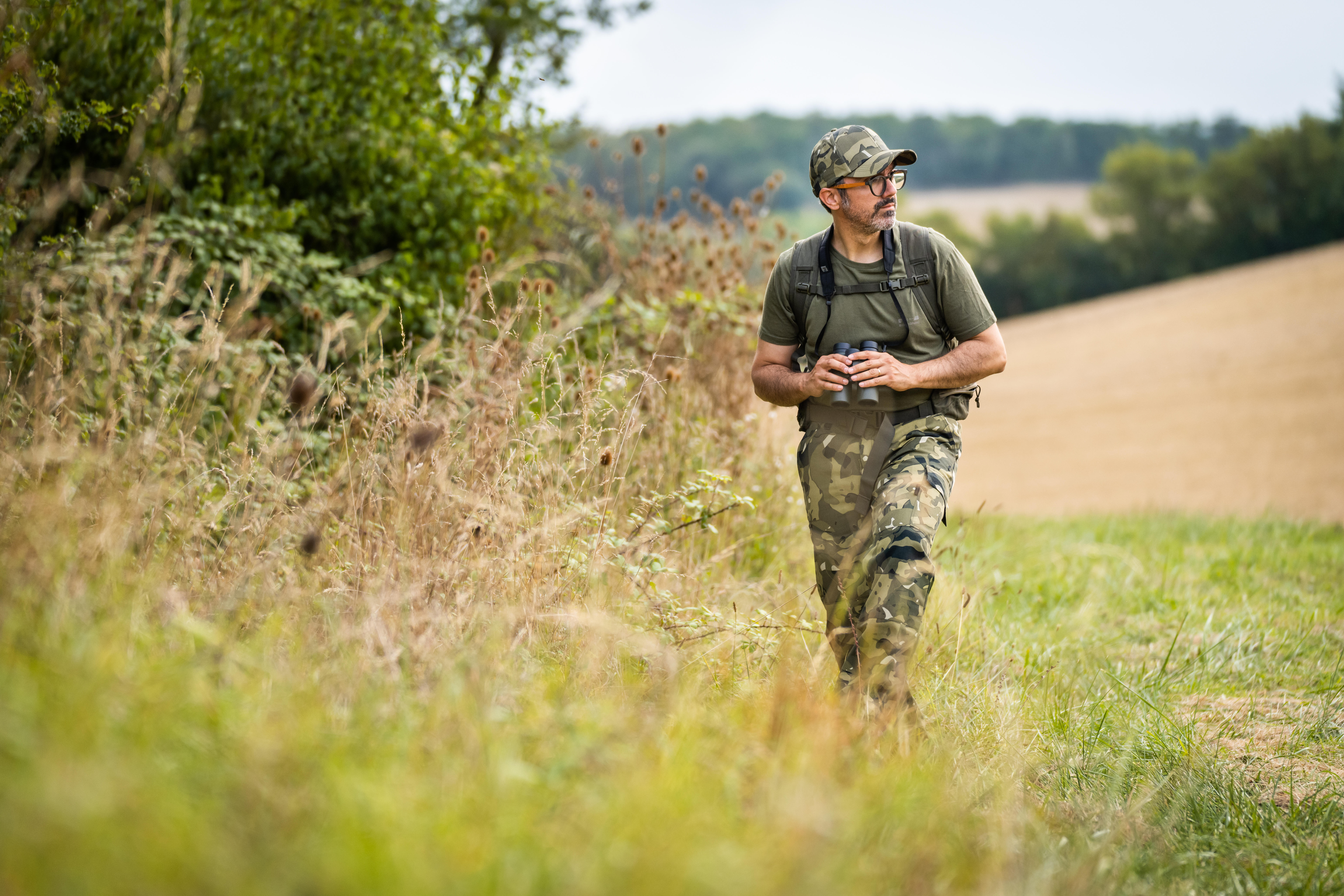 Durable Cargo Trousers - Steppe 300 Camouflage Woodland Green - SOLOGNAC
