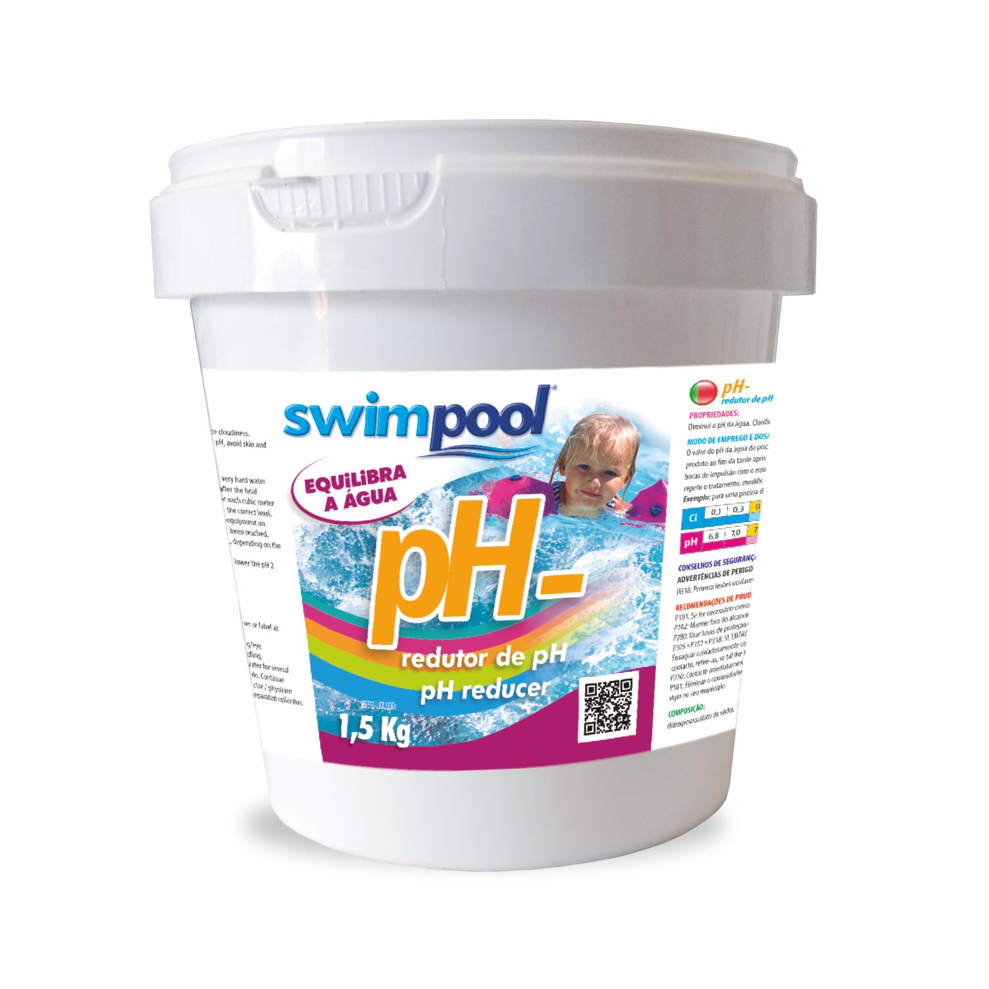 Redutor ph sólido para água de piscinas, 1,5 kg