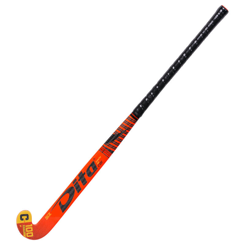 Hockeystick voor expert volwassenen low bow 100% carbon Carbotec Pro C100 rood