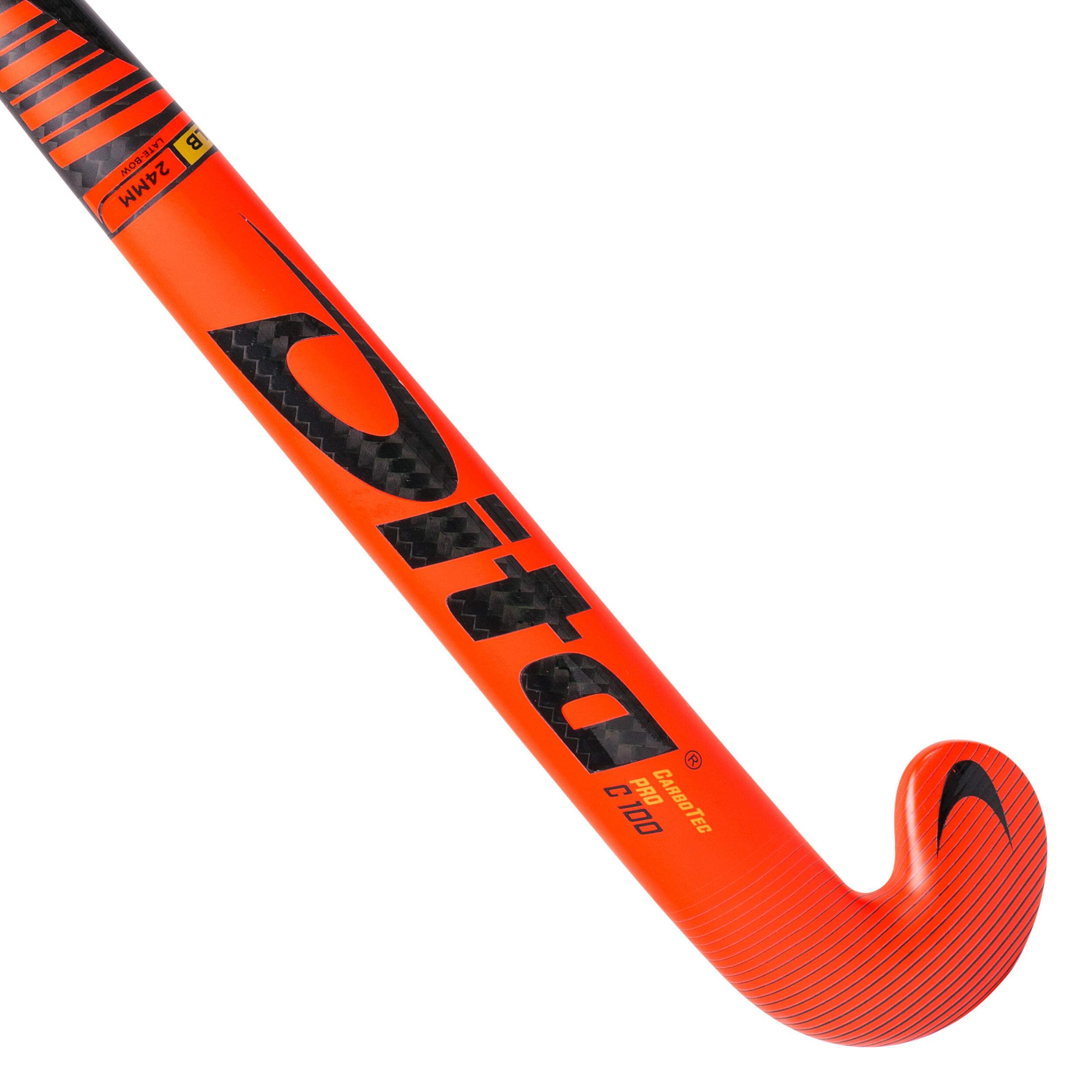 Adult Advanced 100% Carbon Low Bow Field Hockey Stick CarbotecPro C100 - Red 2/9