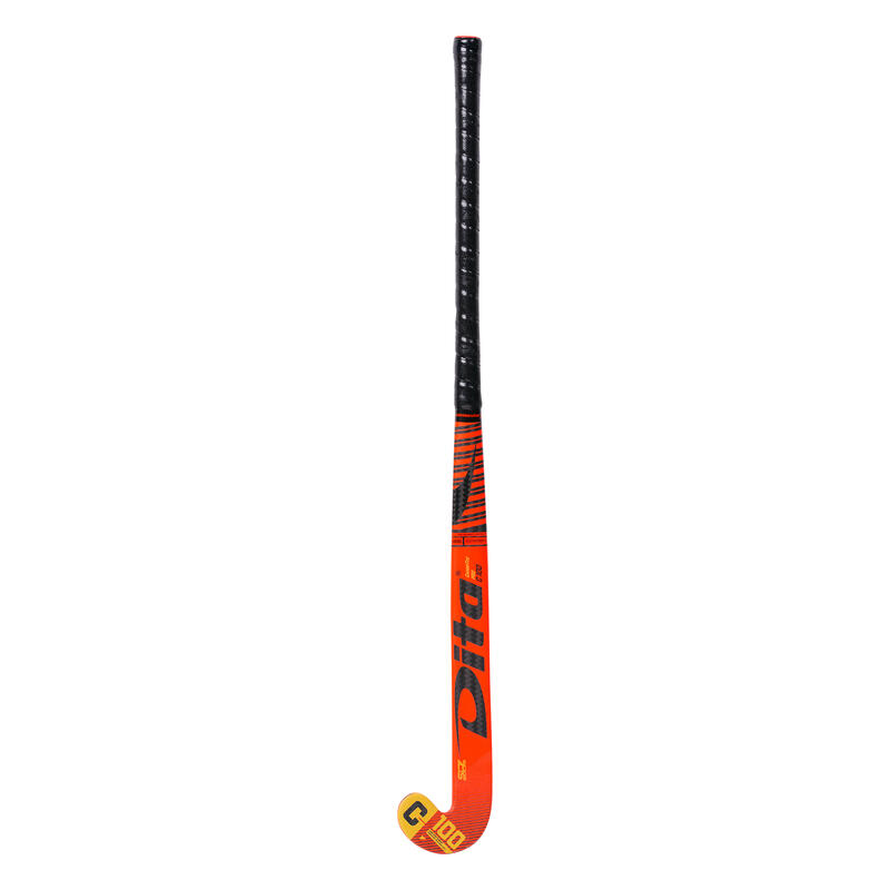 Hockeystick voor expert volwassenen low bow 100% carbon Carbotec Pro C100 rood