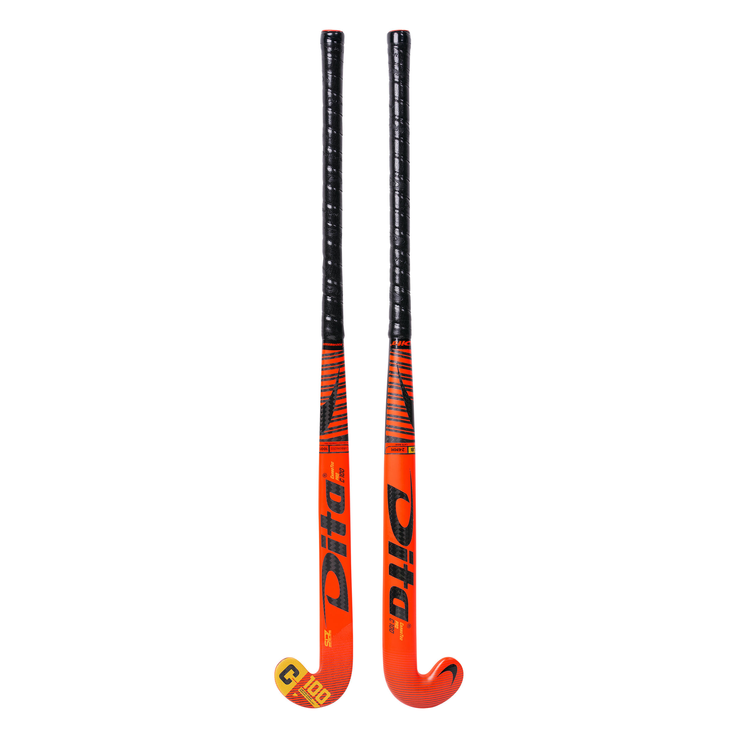 Adult Advanced 100% Carbon Low Bow Field Hockey Stick CarbotecPro C100 - Red 6/9