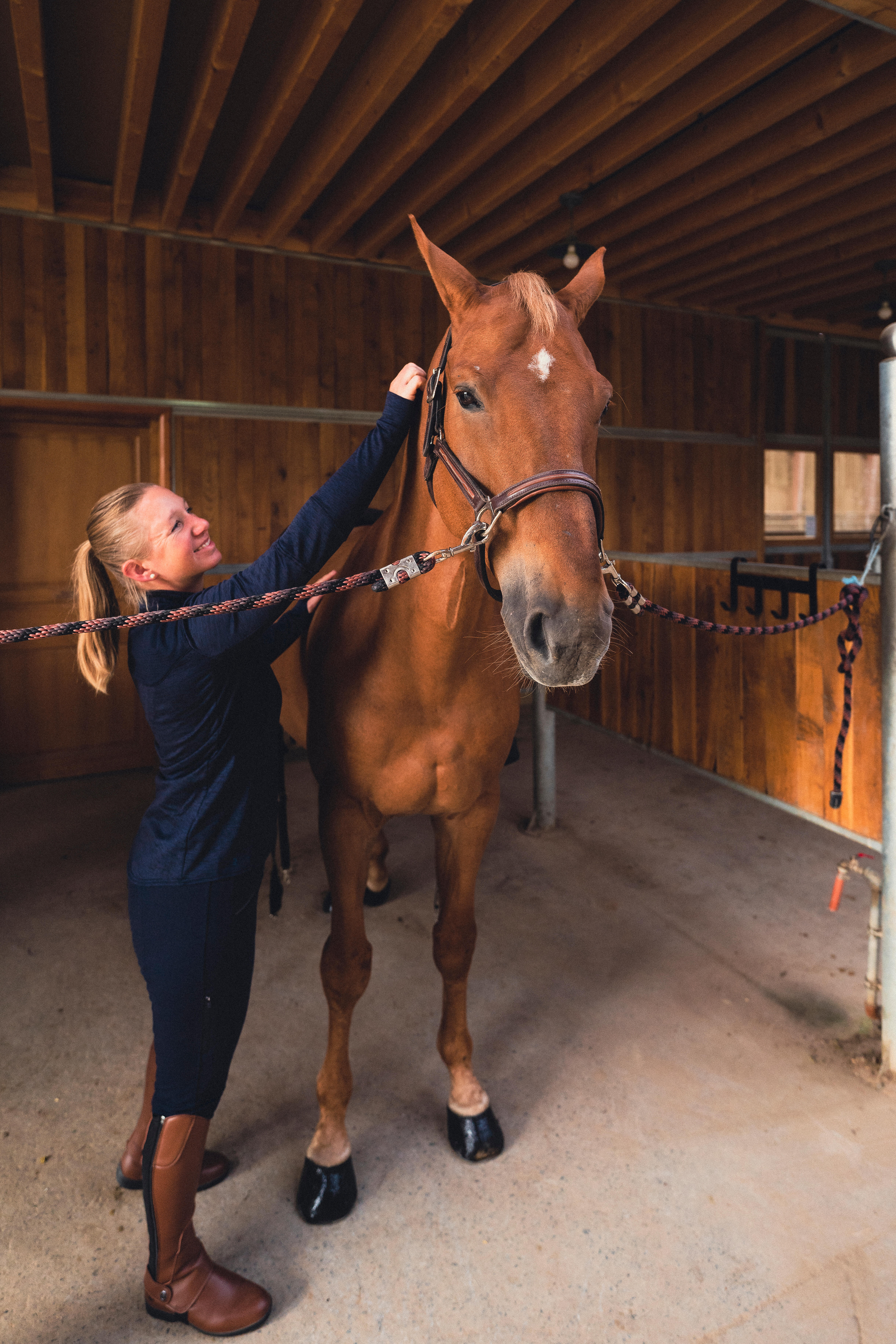 Women's Long-Sleeved Horse Riding Warm Polo Shirt - 500 Blue - FOUGANZA
