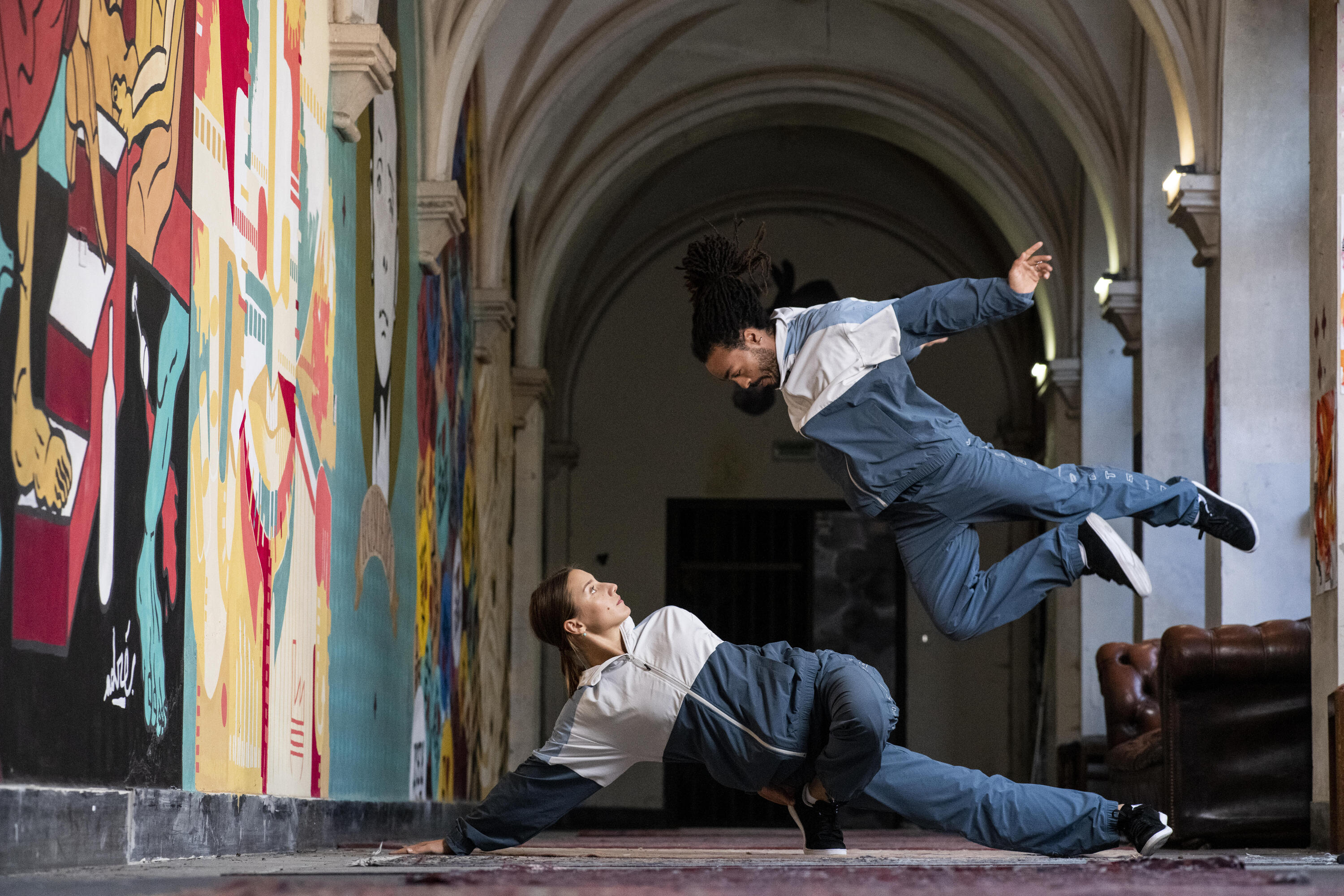 Pantalon de danses urbaines bleu gris homme 8/9
