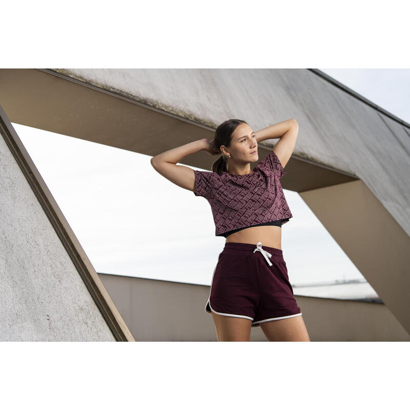 Tanzshorts Urban Dance hoher Taillenbund Damen bordeauxrot 