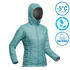 W's Synthetic Mountain Trekking Padded Jacket - MT 100 Hooded -5°C - Turquoise