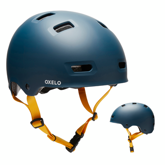 Casque roller skateboard trottinette MF500 racing bleu