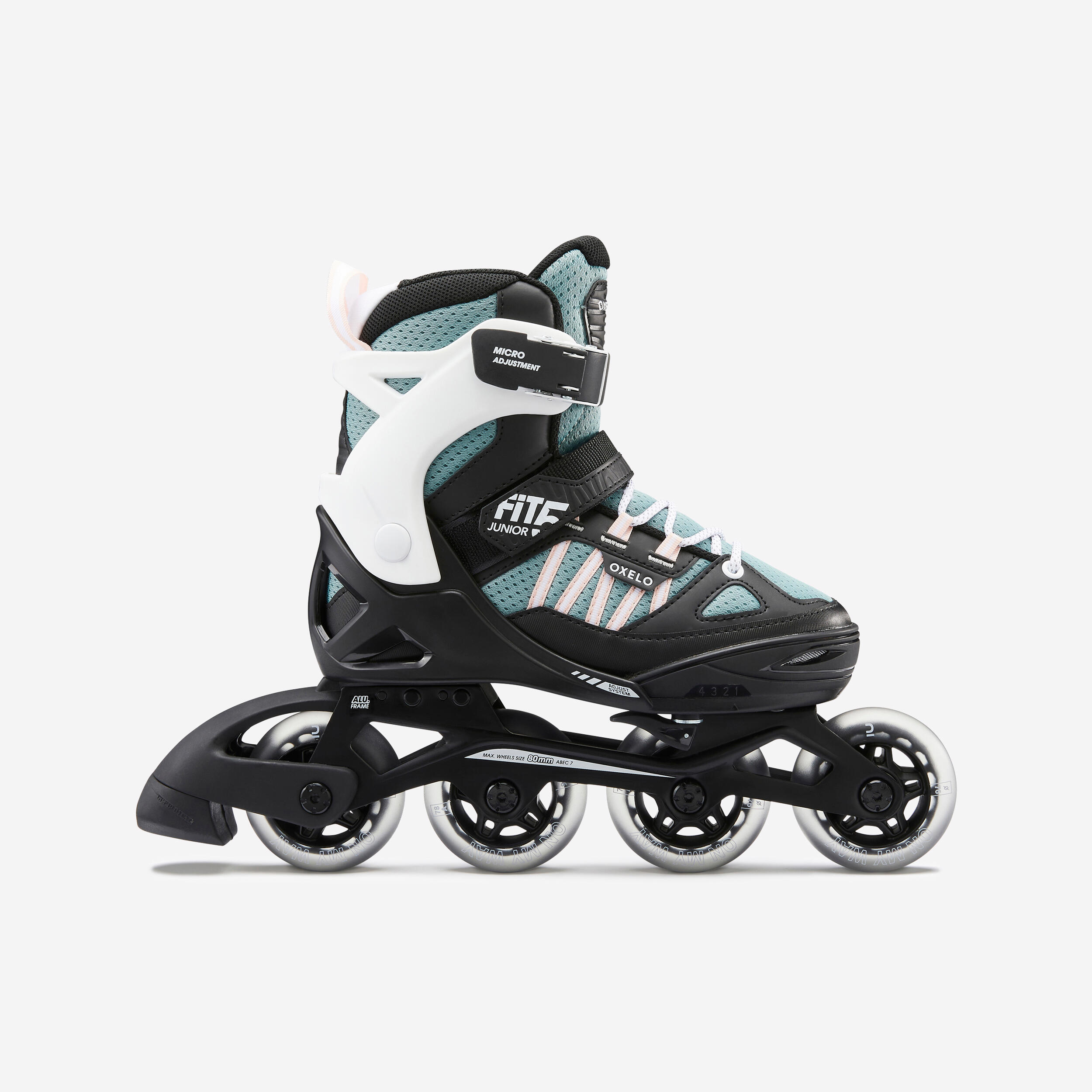 Oxelo - Roller Fitness Enfant Fit 5 Jr Rose Kaki - Rollers En Ligne - Roller / Quad - Rose-vert - 32/34 - Decathlon