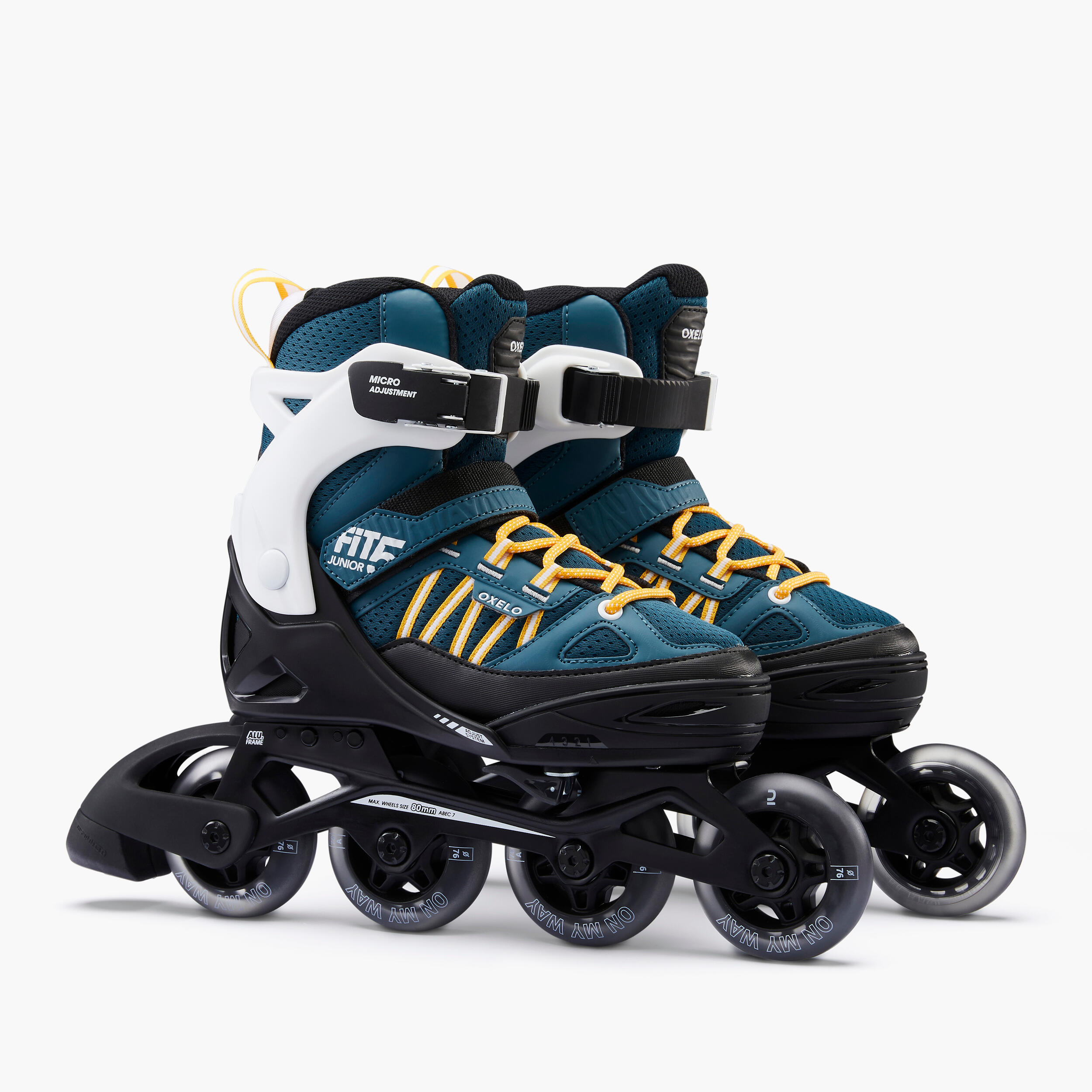 Kids' Adjustable Inline Skates - Fit 5 - Dark petrol blue, Sunflower -  Oxelo - Decathlon