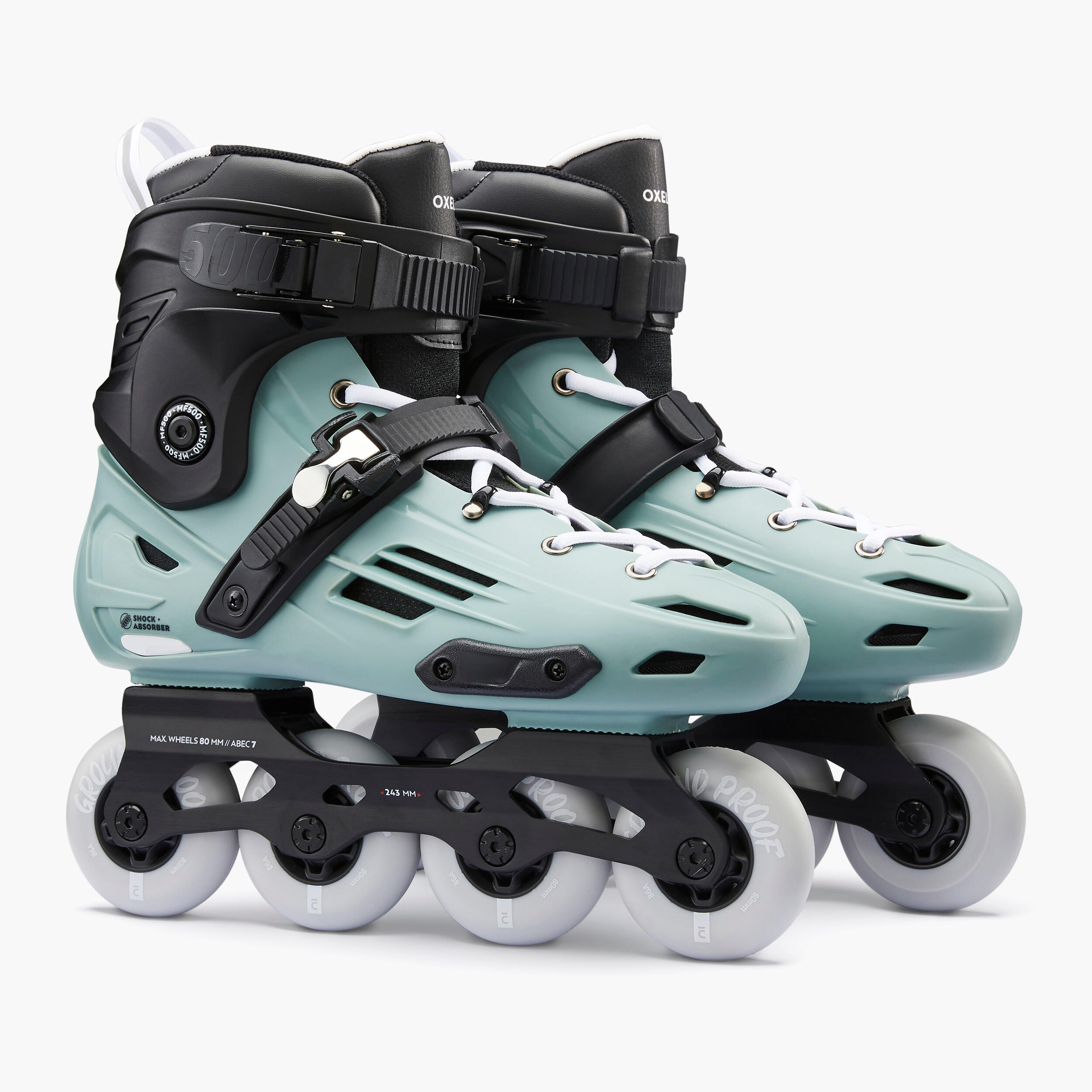 OXELO Kolieskové in-line freeridové korčule MF500 HardBoot svetlá kaki 36 · záber 4