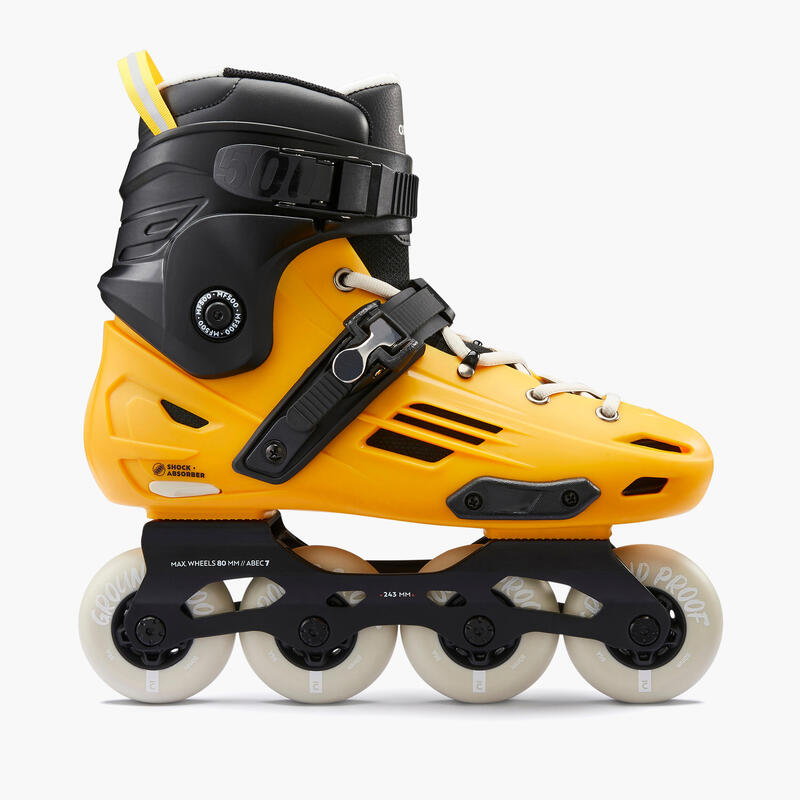 Patines Línea Adulto Oxelo Freeride Hardboot MF500 Amarillo