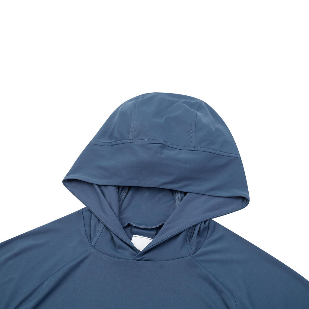 Fishing anti-UV T-shirt 500 with hood blue