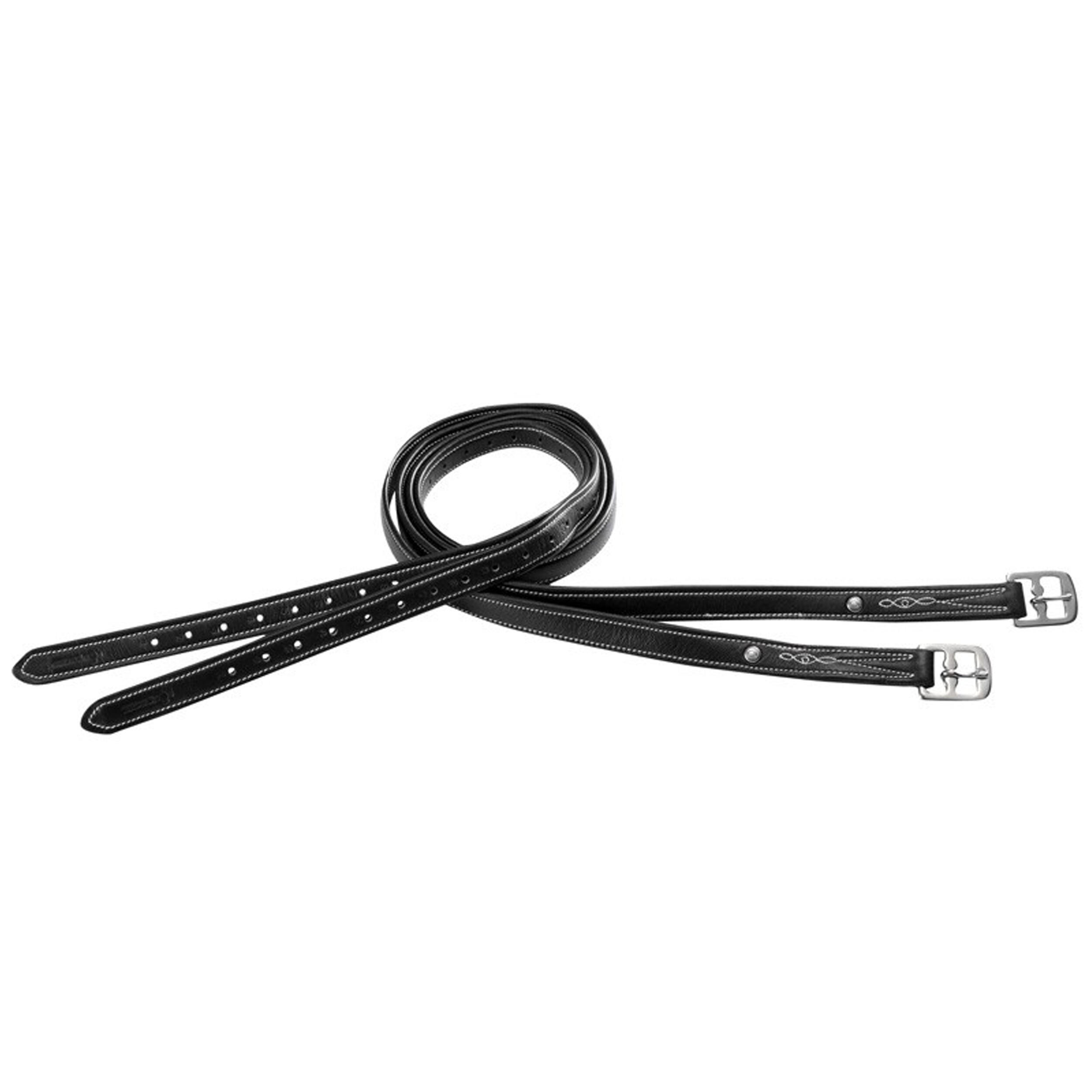 Horse Riding Stirrup Leathers Romeo Black Fouganza Decathlon