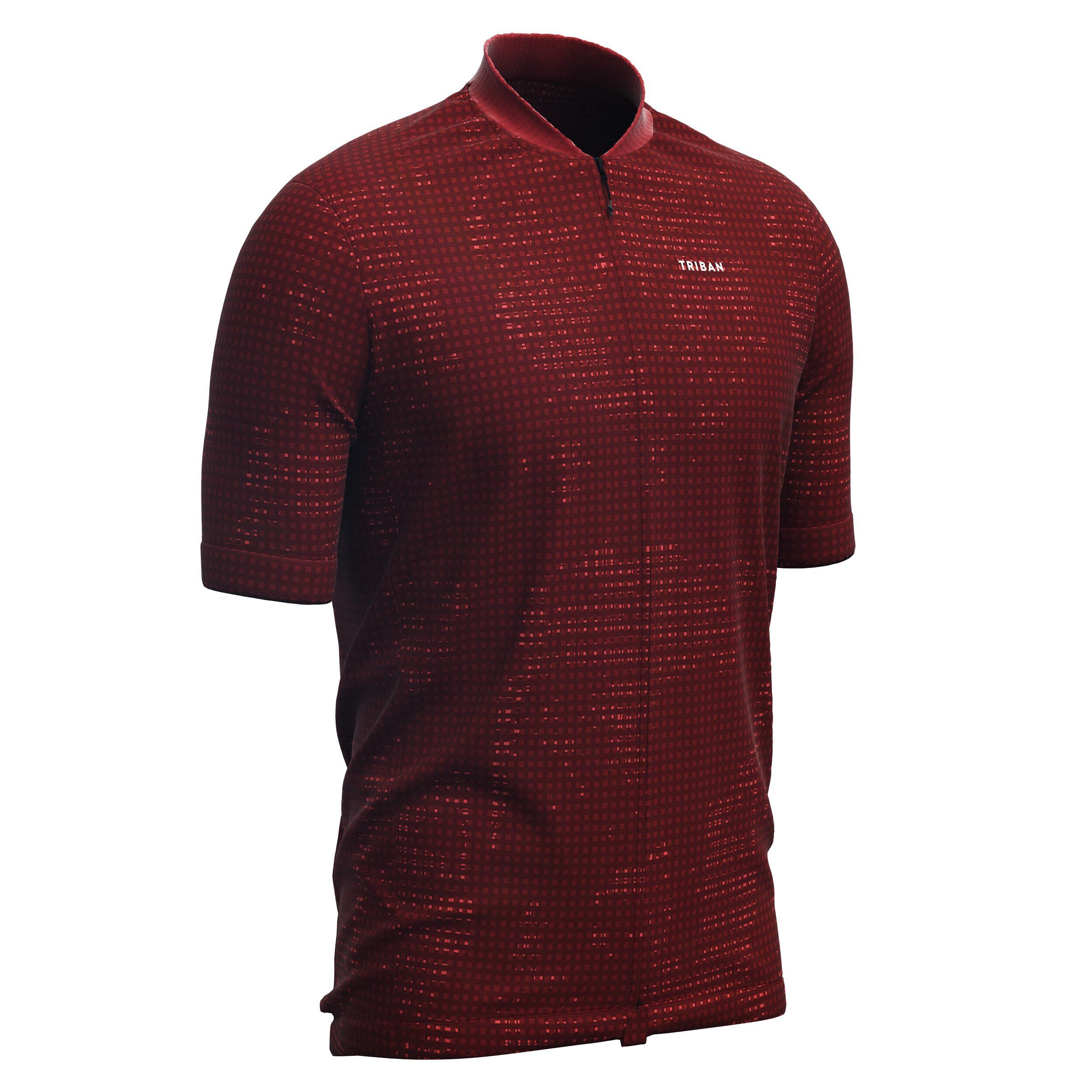 Men's Short-Sleeved Road Cycling Summer Jersey RC100 - Burgundy 1/7