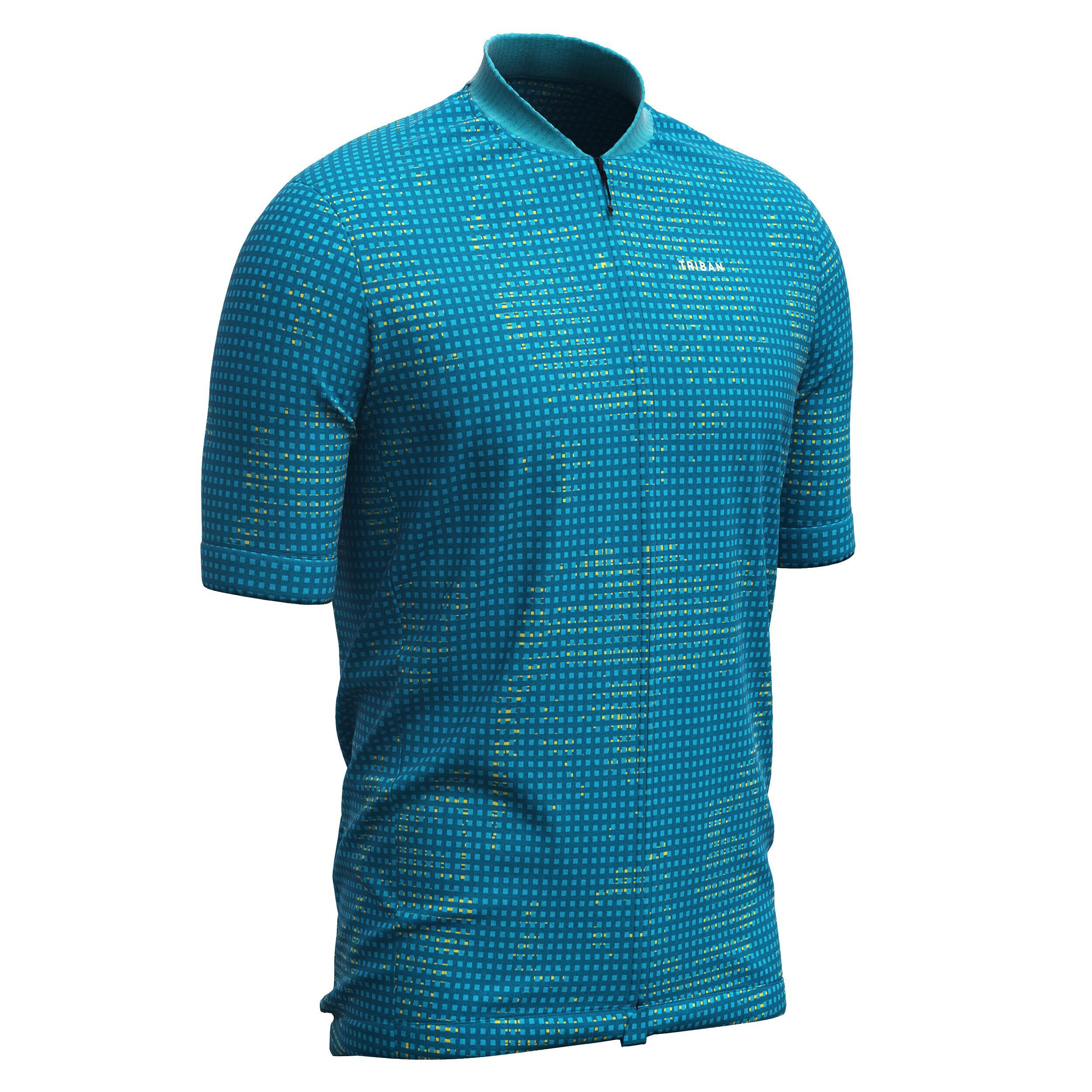 Men's Short-Sleeved Road Cycling Summer Jersey RC100 - Turquoise 1/7